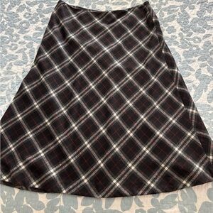 Talbots Black and White Plaid A-Line Skirt